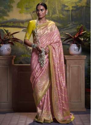 Exceptional Pink Weaving Silk Saree