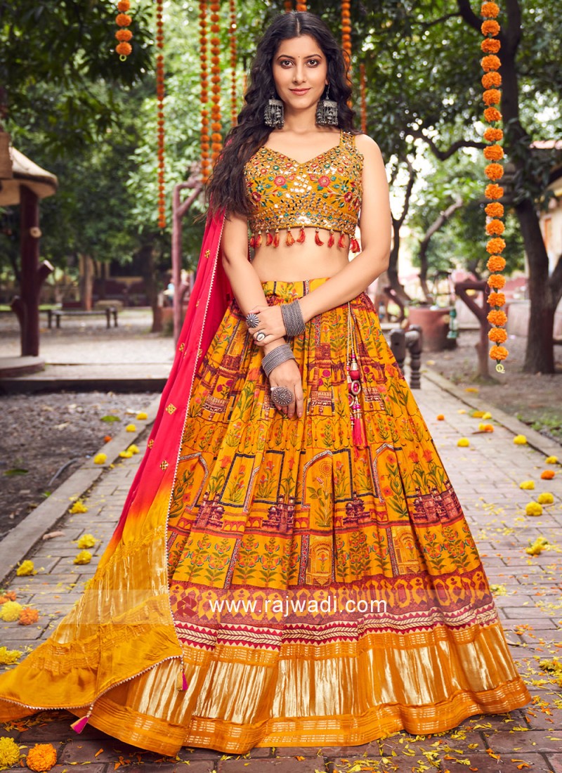 Banarasi Silk Yellow Bridal Lehenga Choli Online India USA UK Canada –  Sunasa