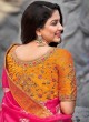 Exceptional Silk Pink Patch Border Designer Traditional Saree