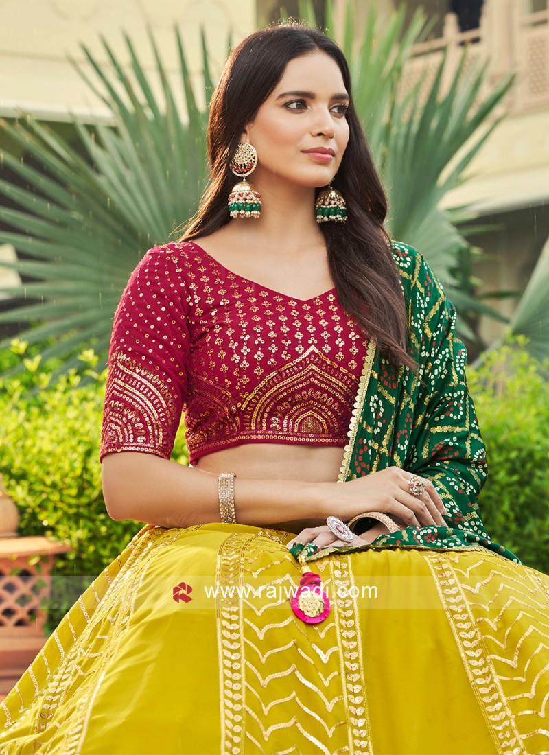 Mehendi Lehenga Choli in Georgette With Embroidery Work and Dupatta in USA,  UK, Malaysia, South Africa, Dubai, Singapore