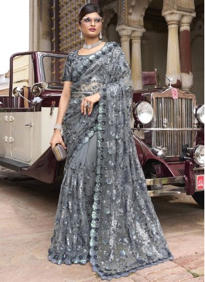 Dark Blue Ready to Wear Saree With Designer Choli