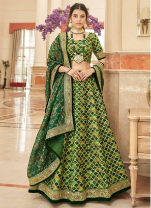 Exclusive Green Art Silk Sequins Lehenga Choli