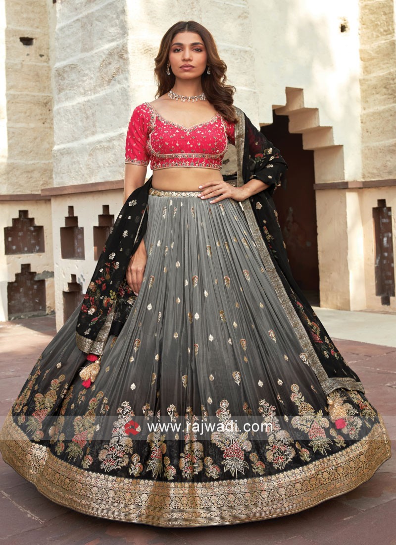 Teal Banarasi Silk Circular Lehenga Choli 257016