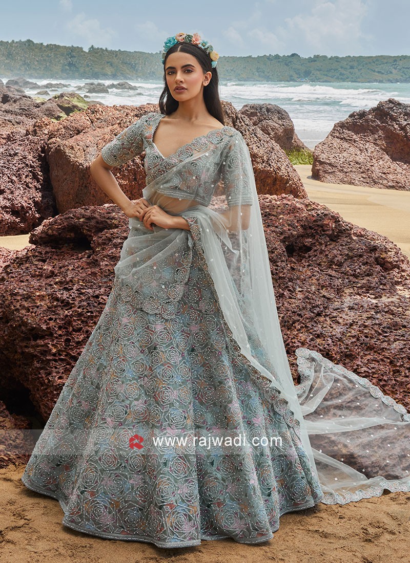 Ice Blue Bridal Lehenga Choli Dress for Wedding #BS698 | Bridal dress  design, Latest bridal dresses, Bridal dresses