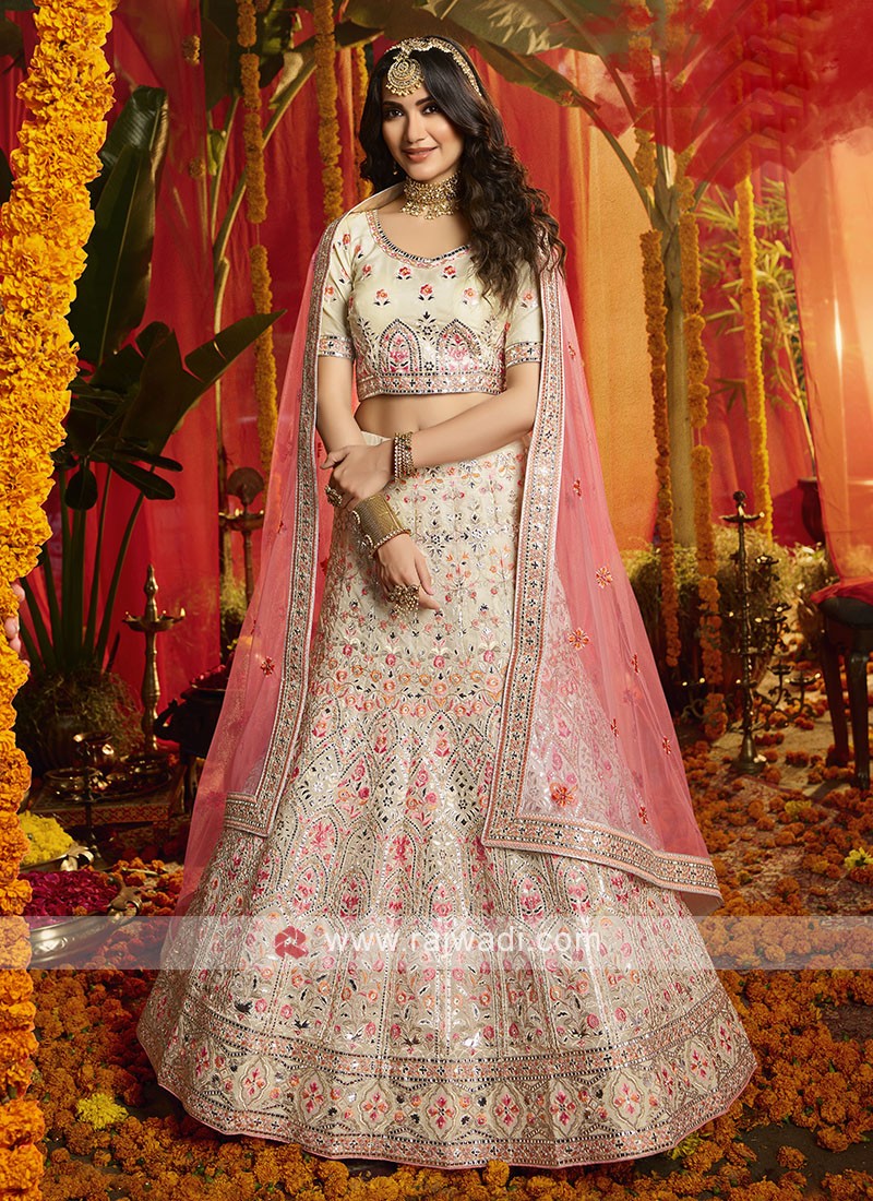 Exclusive White Color Net Lehenga Choli With Dupatta, Indian Designer  Wedding Wear Cream Lehenga Choli, Embroidery Foil Work Lehenga Choli - Etsy
