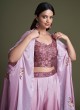 Shaded Pink Chinon Embroidered Readymade Palazzo Suit
