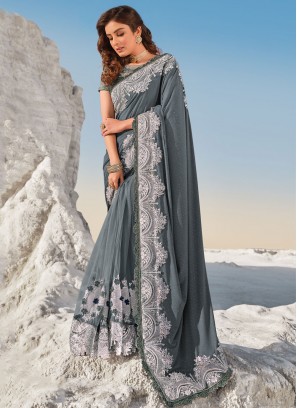 Exquisite Embroidered Reception Contemporary Saree