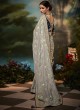 Dark Beige Shimmer Silk Saree with Fancy Floral Print