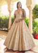 Beige Gown With Delicate Floral Motifs and Designer Jacket