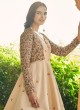 Beige Gown With Delicate Floral Motifs and Designer Jacket