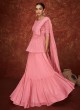 Designer Pink Georgette Sharara Set With Flared Bottom