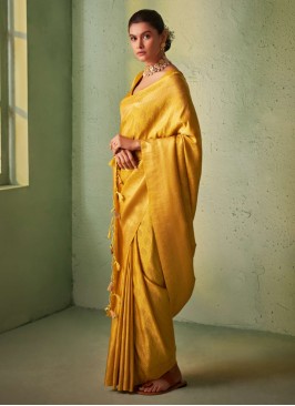 Fabulous Mustard Yellow Silk Saree