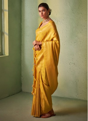 Fabulous Mustard Yellow Silk Saree