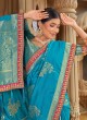 Aqua Blue Banarasi Silk Saree