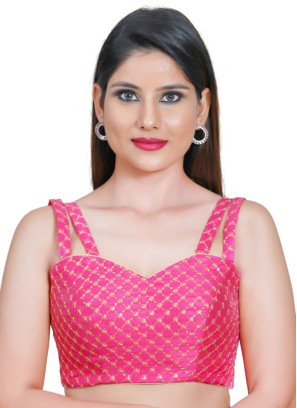 Designer Sweetheart Neck Ready Blouse In Pink Color