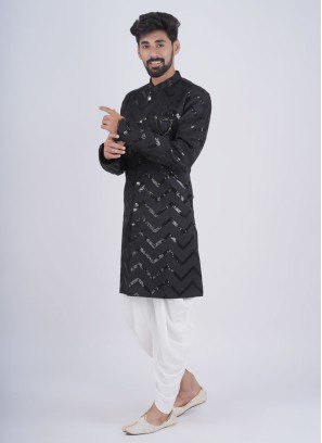 Fancy Black Silk Indowestern For Men