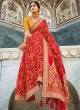 Fancy Fabric Patch Border Red Designer Saree