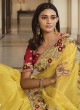Fancy Fabric Yellow Embroidered Contemporary Saree