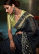 Navy Blue Banarasi Organza Wedding Saree