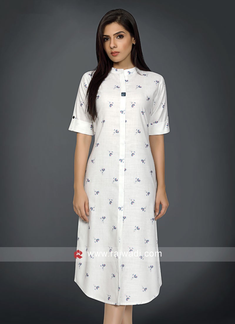 White printed kurtis sale