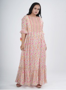 Fancy Front Cut Slit Printed Kurti Set