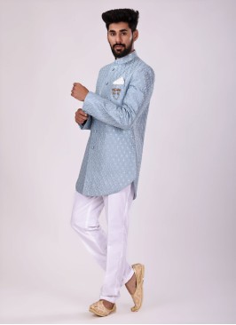 Fancy Indowestern In Sky Blue Color