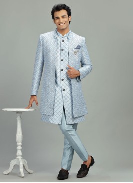 Fancy Indowestern In Sky Blue Color