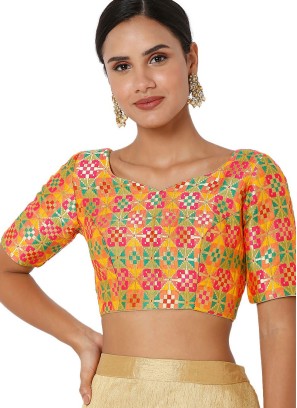 Deep V Neck Ready Blouse In Thread Work