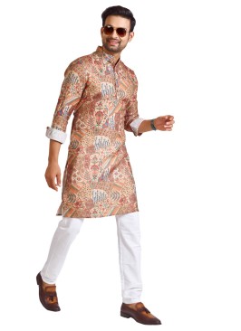 Fancy Printed Cotton Kurta Pajama For Men