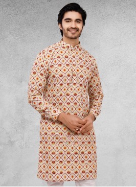 Fancy Printed Kurta In Cotton Silk