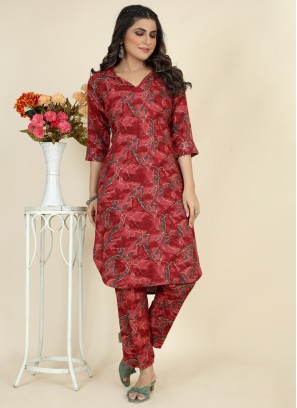 Fancy Printed Maroon Color Co-Ord Set For Women