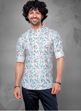 Fancy Printed Mens Short Kurta