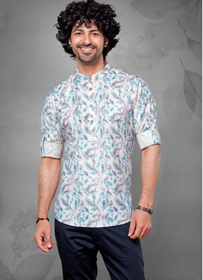 Fancy Printed Mens Short Kurta