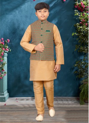 Fancy Printed Nehru Jacket Set For Boys