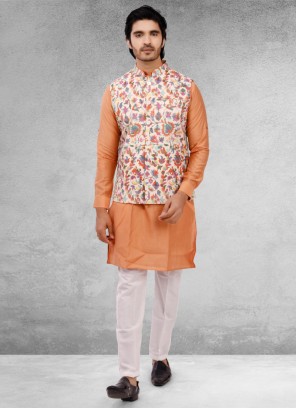 Fancy Printed Nehru Jacket Set For Men