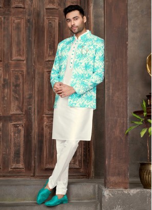 Fancy Printed Nehru Jacket Set For Wedding