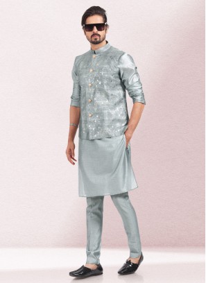 Fancy Printed Nehru Jacket Set For Wedding