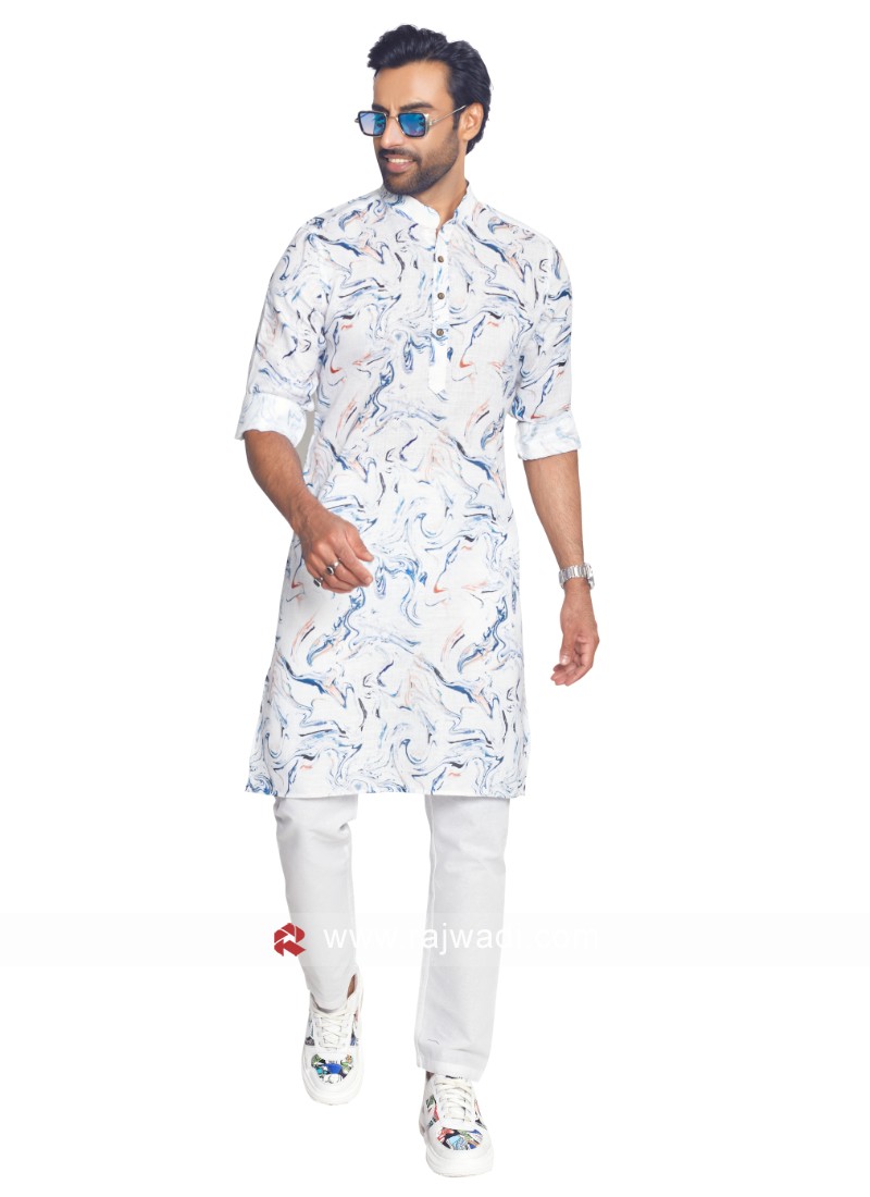 White kurta pyjama men hot sale