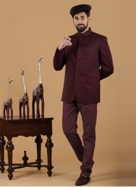 Fancy Wine Imported Jodhpuri Suit