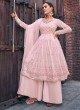 Soft Pink Embroidered Flared Kurti with Palazzo