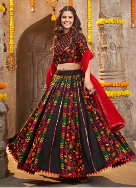 Beautiful Black Gamthi Embroidered Navratri Lehenga Choli