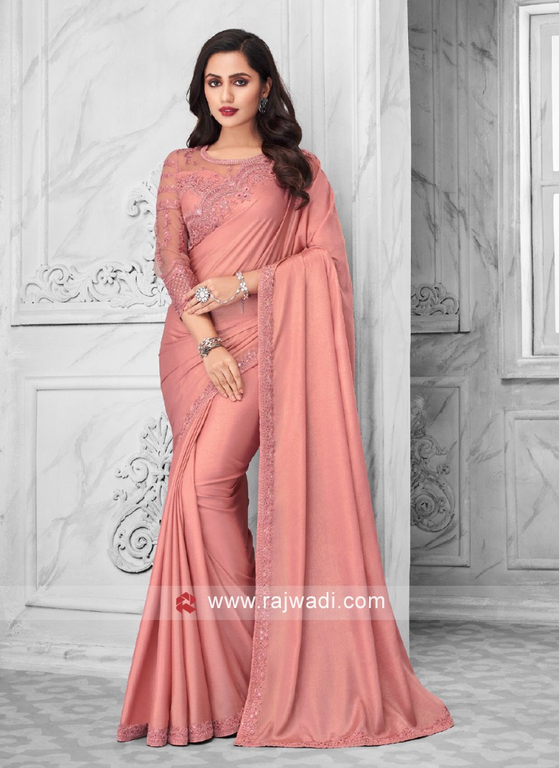 Glamming Peach Color Pre Stitched Saree With Swarovski Work Blouse Indo  Western Saree Designer Stitched Saree Party Wear Bridesmaid Saree - Etsy