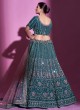 Teal Faux Crepe Heavy Embroidered Lehenga Choli