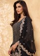 Faux Georgette Designer Pakistani Suit in Black