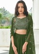 Olive Green Sequins Embellished Faux Georgette Lehenga Choli