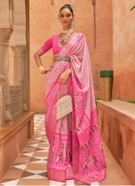 Pink Patola Woven Silk Designer Saree