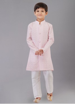 Festive Wear Baby Pink Thread Embroidered Kurta Pajama