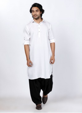 Festive Wear Black And White Pathani Suit