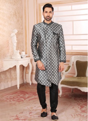 Festive Wear Black Indowestern Set For Men