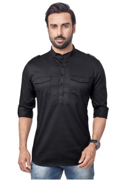 Festive Wear Black Short Kurta